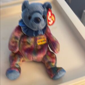 Ty Blue and Multicolor Plush Bear